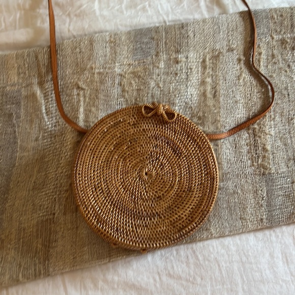 Bembien Handbags - Bembien Rose Circle Woven Crossbody Bag